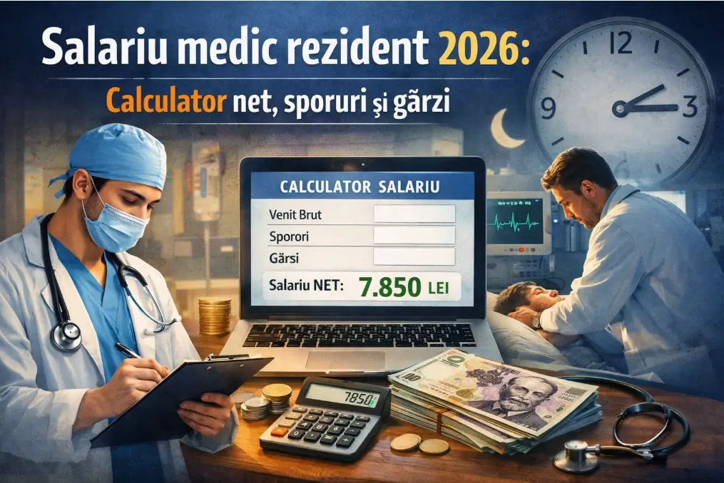 Salariu Medic Rezident 2026 - Calculator Net, Sporuri si Garzi
