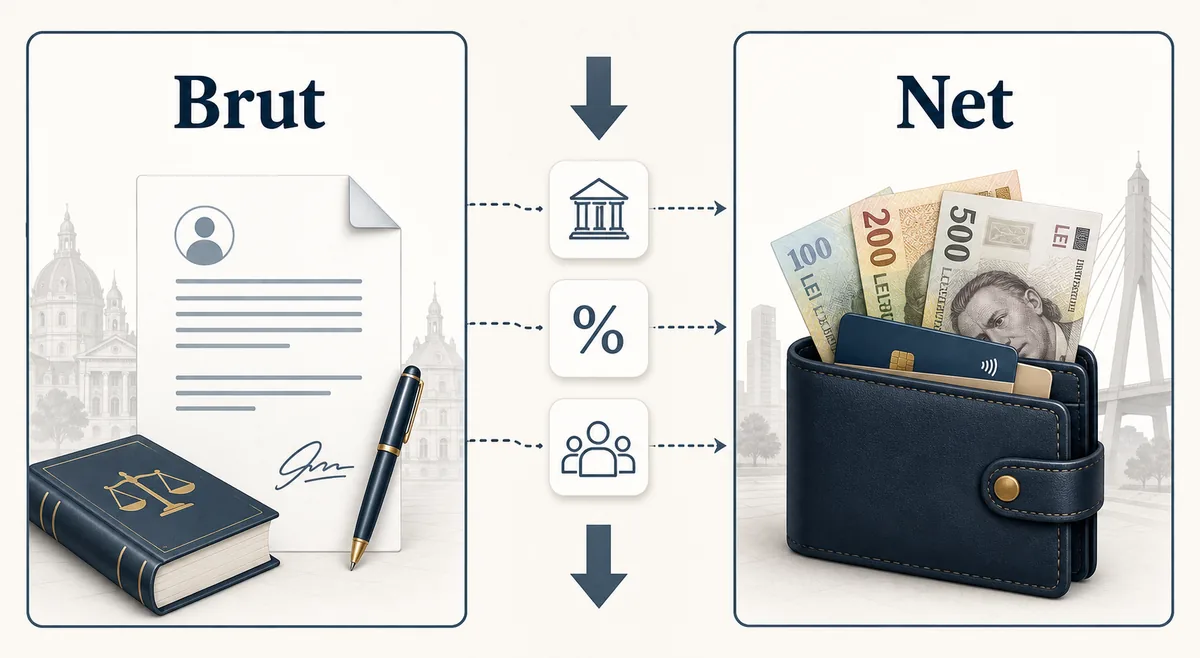 Brut vs net 2026 - diferența dintre salariul brut și salariul net