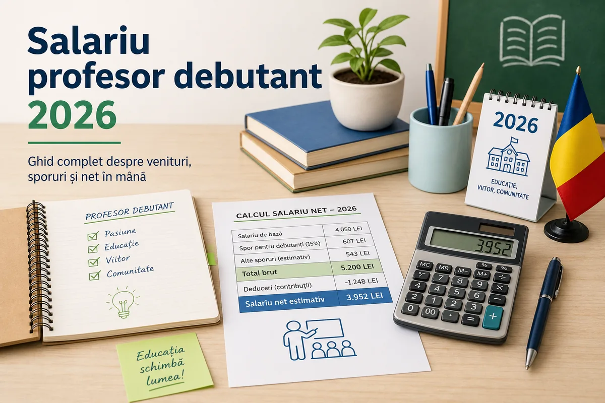 Salariu Profesor Debutant 2026 - Net Brut si Grila